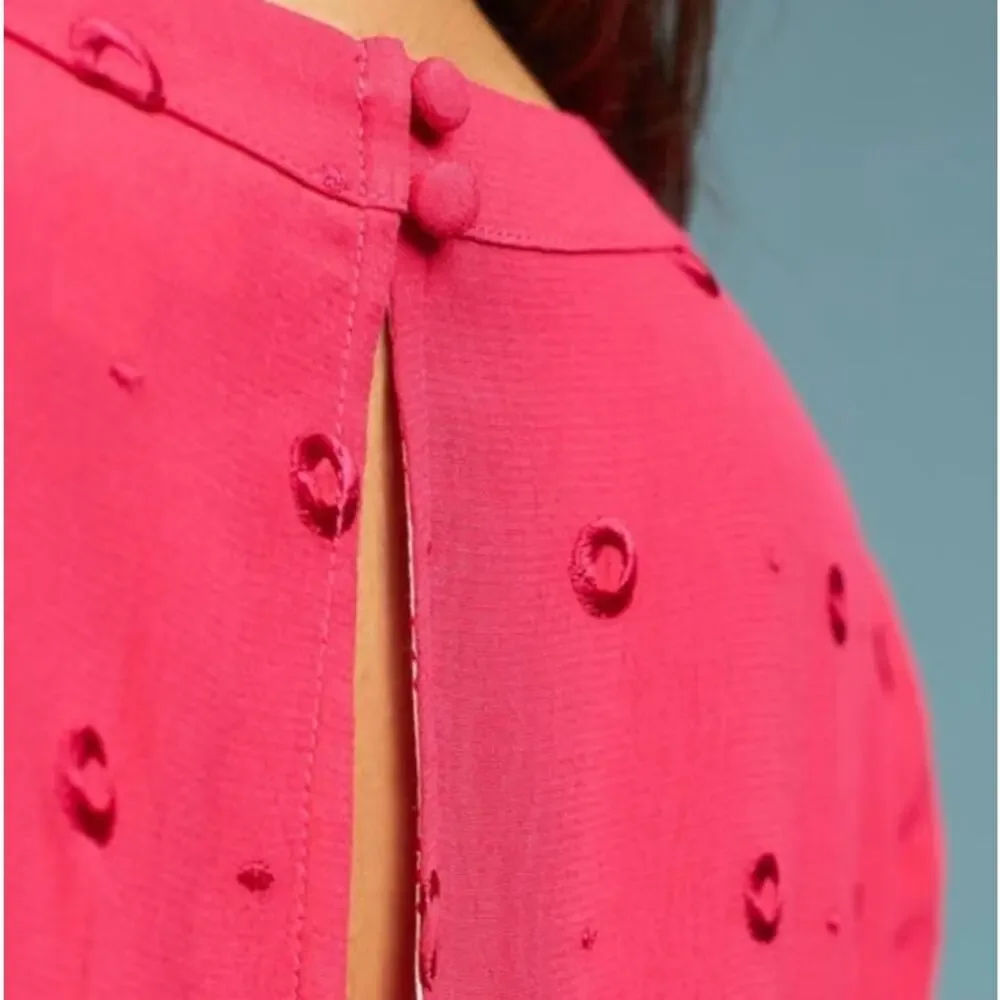 Anthropologie Fuchsia Romper Embroidered dot pattern size M - Picture 8 of 9